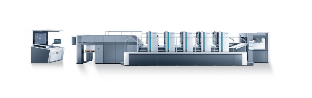 Heidelberg multi-unit commercial offset press line with delivery stacker